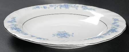 Blue Rose Large Rim Soup Bowl