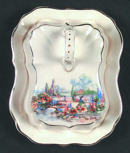 In An Old World Garden Cheese Dish with Lid (Wedge)