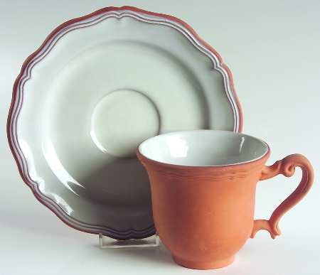 Queen Anne Terra Cotta Footed Cup & Saucer Set