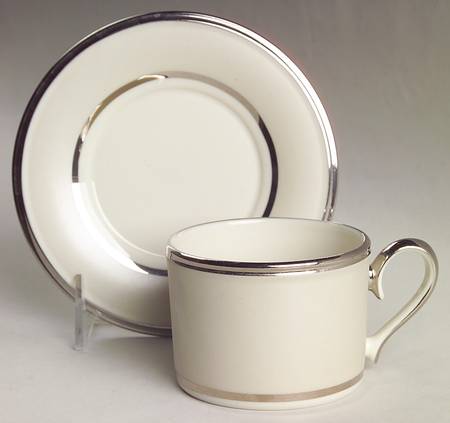Ivory Frost Flat Cup & Saucer Set by Lenox