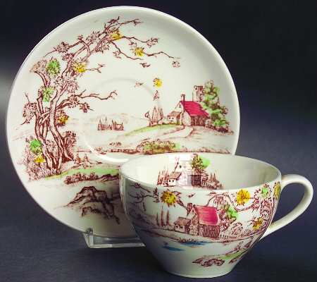 New England Autumn Flat Cup & Saucer Set