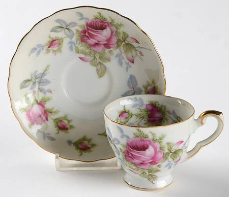 Elegant Rose Footed Demitasse Cup & Saucer Set