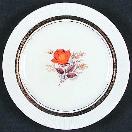 Vermillion Rose (Inner Wide Gold Band) by Limoges-American