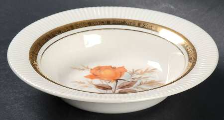 Vermillion Rose (Inner Wide Gold Band) Rim Fruit/Dessert (Sauce) Bowl