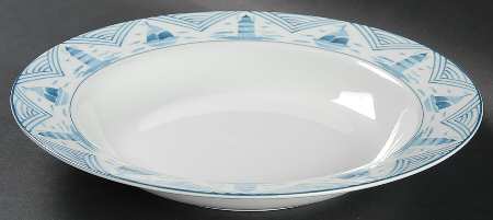 Blue Lighthouse Rim Soup Bowl