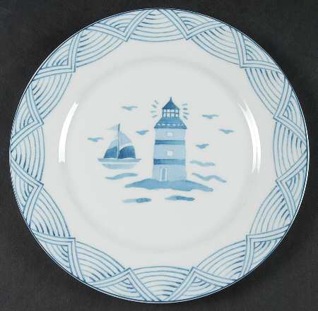 Blue Lighthouse Salad Plate