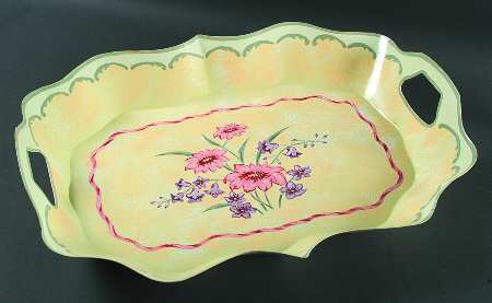 Perennial Garden Toleware Rectangular Metal Tray
