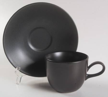 Ebony (Round, No Texture) Flat Cup & Saucer Set