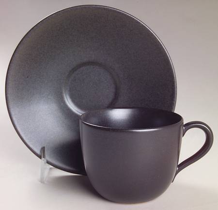 Ebony (Round, No Texture) Flat Cup & Saucer Set