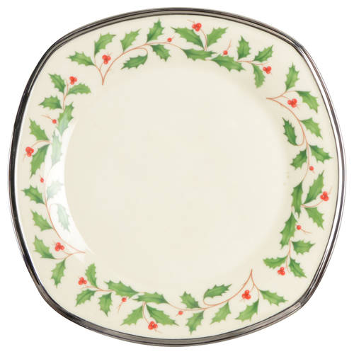 Holiday Platinum Square Accent Luncheon Plate