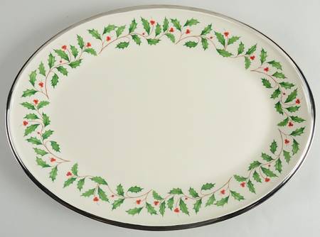 Holiday Platinum 14" Oval Serving Platter