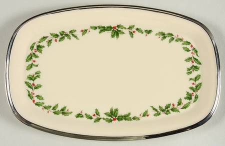 Holiday Platinum Rectangular Tray by Lenox