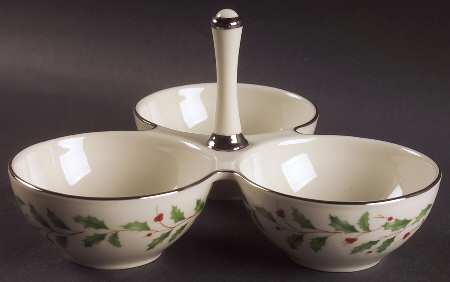 Holiday Platinum 3 Part Condiment Server W/Center Handle