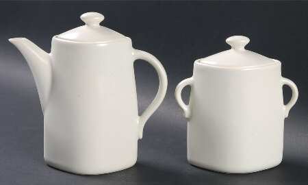 Linen (Round, Satin Smooth) Creamer & Sugar with Lids Set