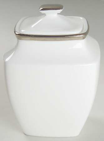 Solitaire White Square Sugar Bowl & Lid