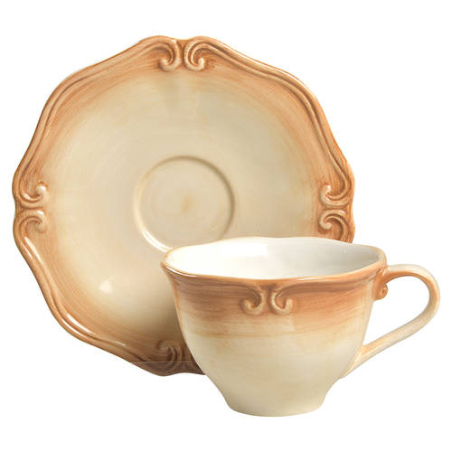 Colore Siena (Brown) Flat Cup & Saucer Set