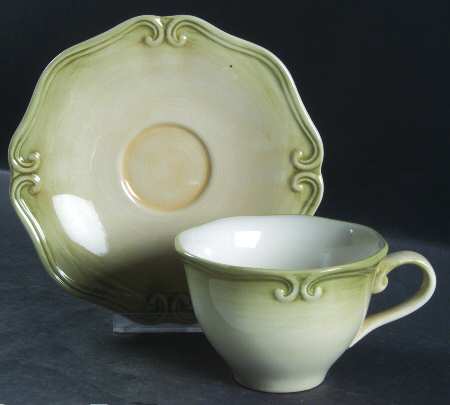 Colore Verde (Green) Flat Cup & Saucer Set