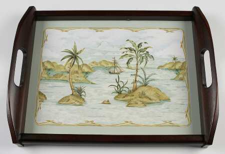 British Colonial Scenic (Accessories) Rectangular Wood Tray