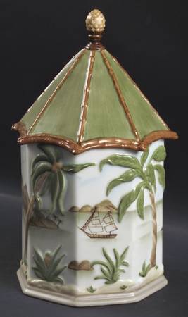 British Colonial Scenic (Accessories) Medium Figural Canister & Lid