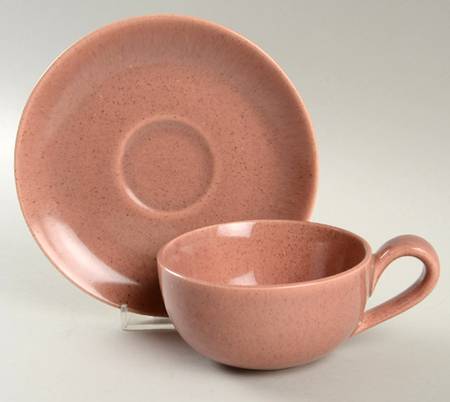 Seaside Pink (Nutmeg) Flat Cup & Saucer Set by Laurel (USA)