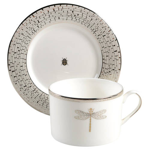 June Lane (Platinum Trim) Flat Cup & Saucer Set