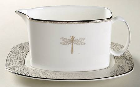 June Lane (Platinum Trim) Gravy Boat & Underplate