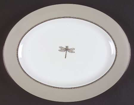 June Lane (Platinum Trim) 13" Oval Serving Platter
