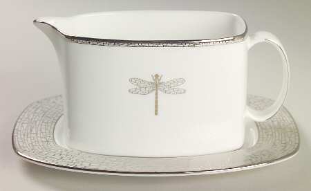 June Lane (Platinum Trim) Gravy Boat & Underplate