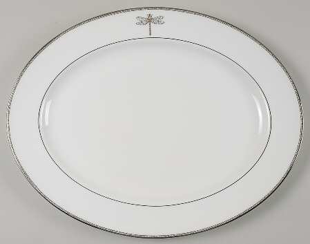 June Lane (Platinum Trim) 16" Oval Serving Platter