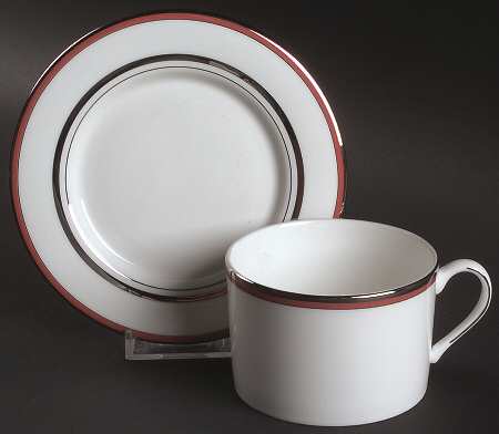 Library Lane Coral Flat Cup & Saucer Set