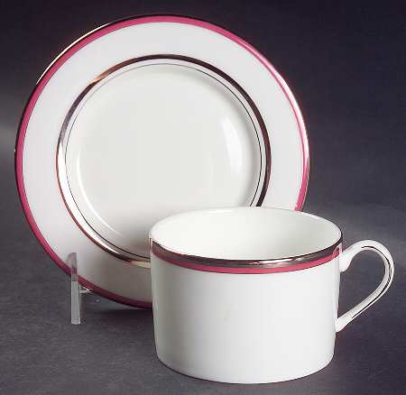 Library Lane Pink Flat Cup & Saucer Set