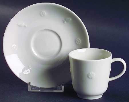 Rena White Flat Demitasse Cup & Saucer Set