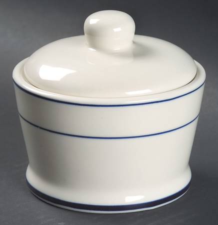Blue Band (Blue Rings) Sugar Bowl & Lid