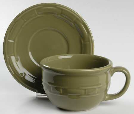 Woven Traditions Sage Cappuccino Cup & Saucer Set