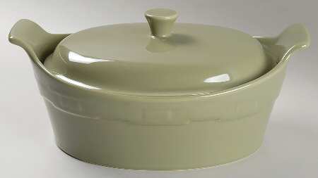 Woven Traditions Sage 2 Quart Oval Covered Casserole