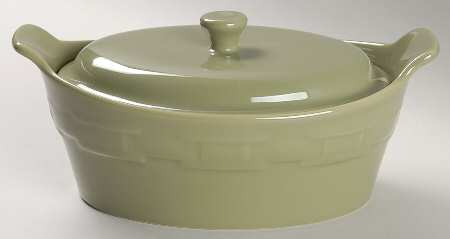 Woven Traditions Sage 20 Oz Small Oval Covered Casserole