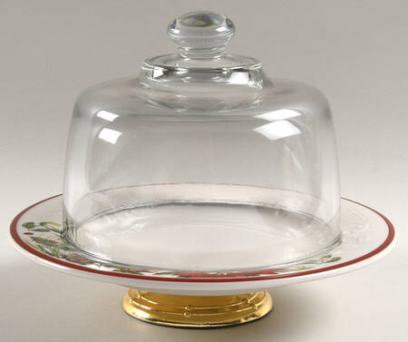Nature's Garland 6 1/2"-7 1/2" Footed Cheese Plate w/ Glass Dome HC