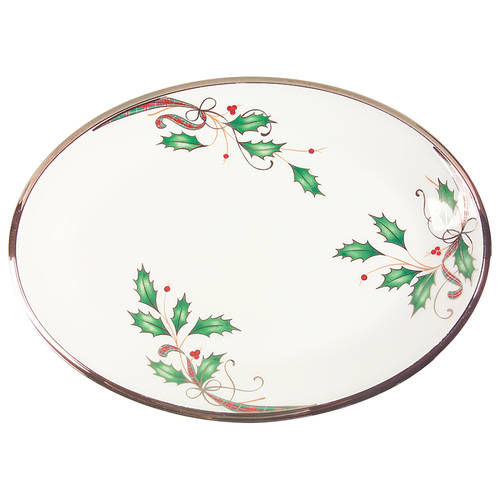 Holiday Nouveau Platinum (White) 14" Oval Serving Platter
