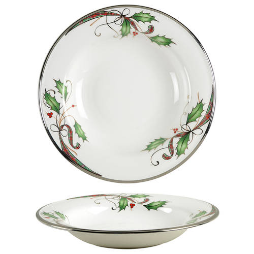 Holiday Nouveau Platinum (White) 9" Soup/Pasta Bowl