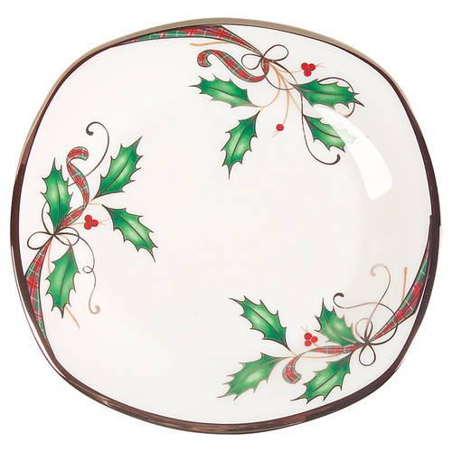 Holiday Nouveau Platinum (White) Square Salad Plate