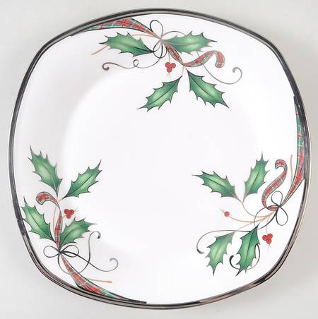 Holiday Nouveau Platinum (White) Square Salad Plate