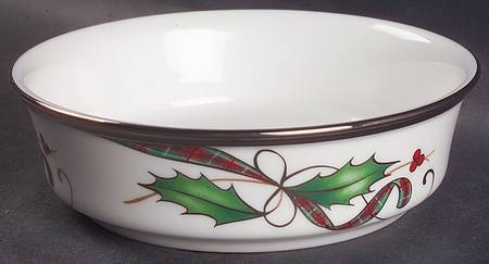 Holiday Nouveau Platinum (White) Fruit/Dessert (Sauce) Bowl