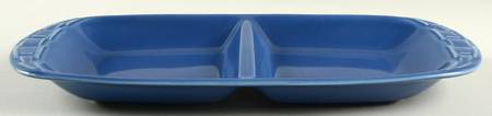 Woven Traditions Cornflower 15" Oval Divided Vegetable Bowl