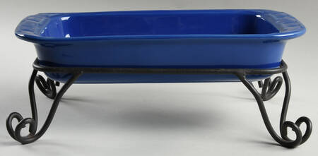 Woven Traditions Cornflower 13" Rectangular Platter & Metal Stand