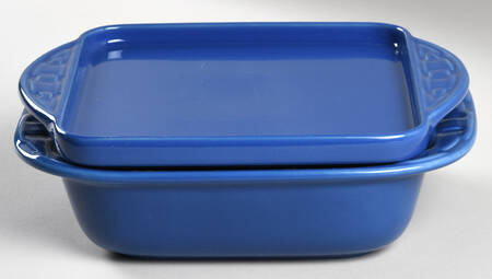 Woven Traditions Cornflower 10" Square Baker & Lid/Tray
