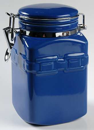 Woven Traditions Cornflower Square Coffee Canister with Hinged Lid
