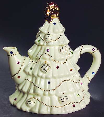Jeweled Christmas Teapot & Lid