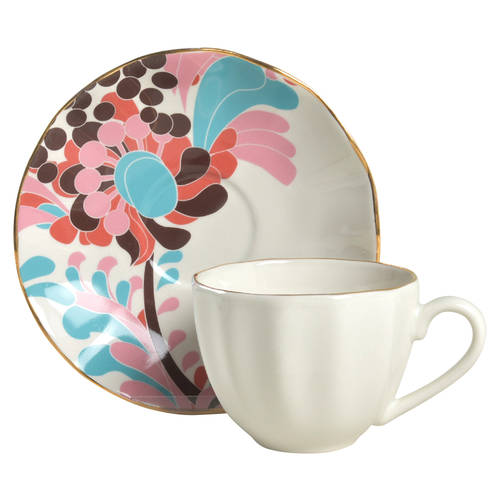 Gwinnett Lane Cream Flat Cup & Saucer Set