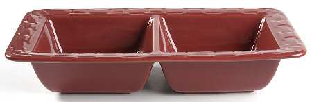 Woven Traditions Paprika Rectangular Divided Vegetable Bowl