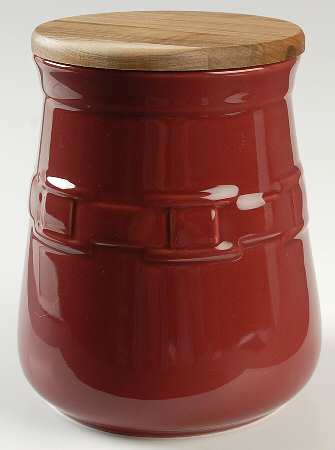 Woven Traditions Paprika Kitchen Crock & Wood Lid